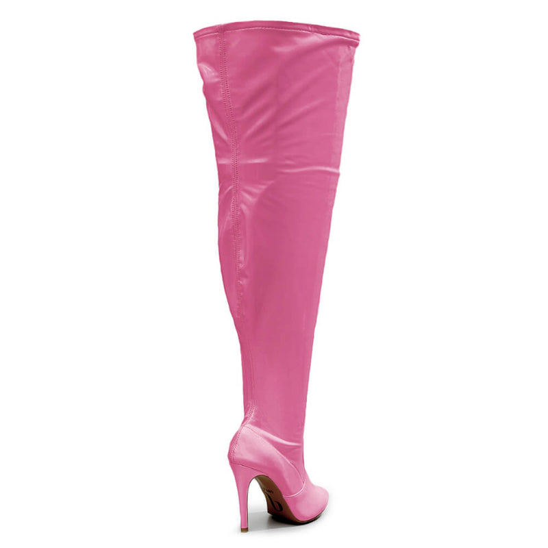 Devilla Size Inclusive - Pink Vegan Patent - Street Sole - Thigh Variant Five