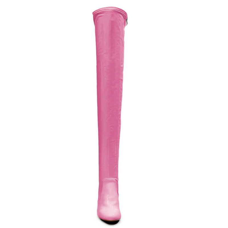 Devilla Size Inclusive - Pink Vegan Patent - Street Sole - Thigh Variant Four