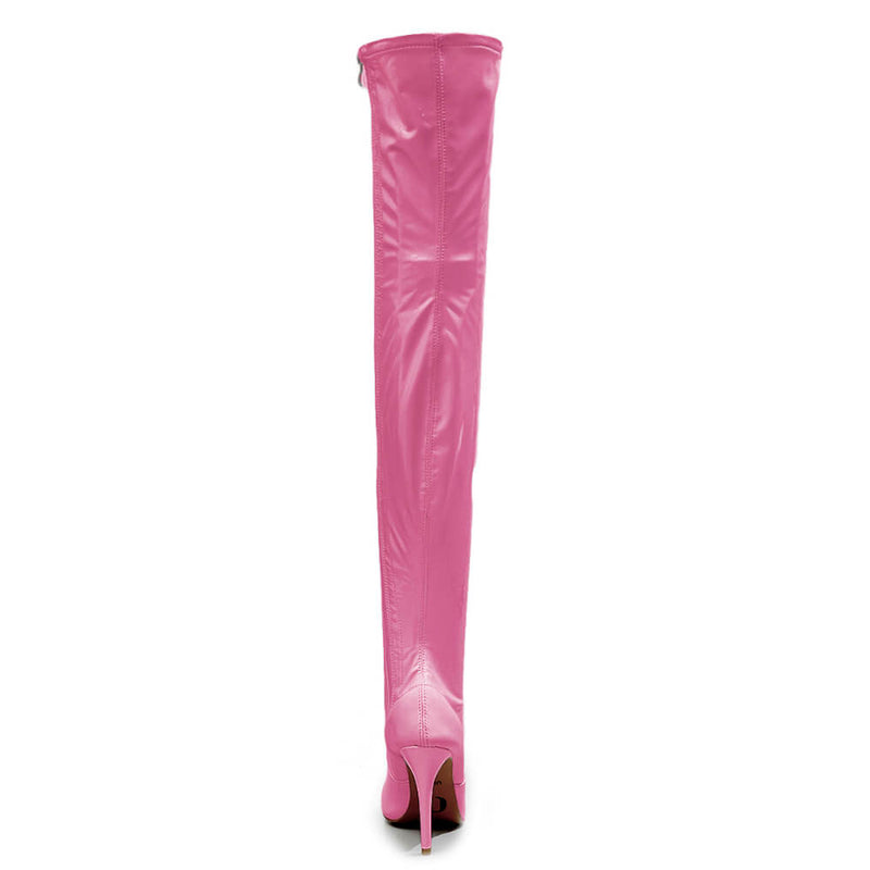 Devilla Size Inclusive - Pink Vegan Patent - Street Sole - Thigh Variant One