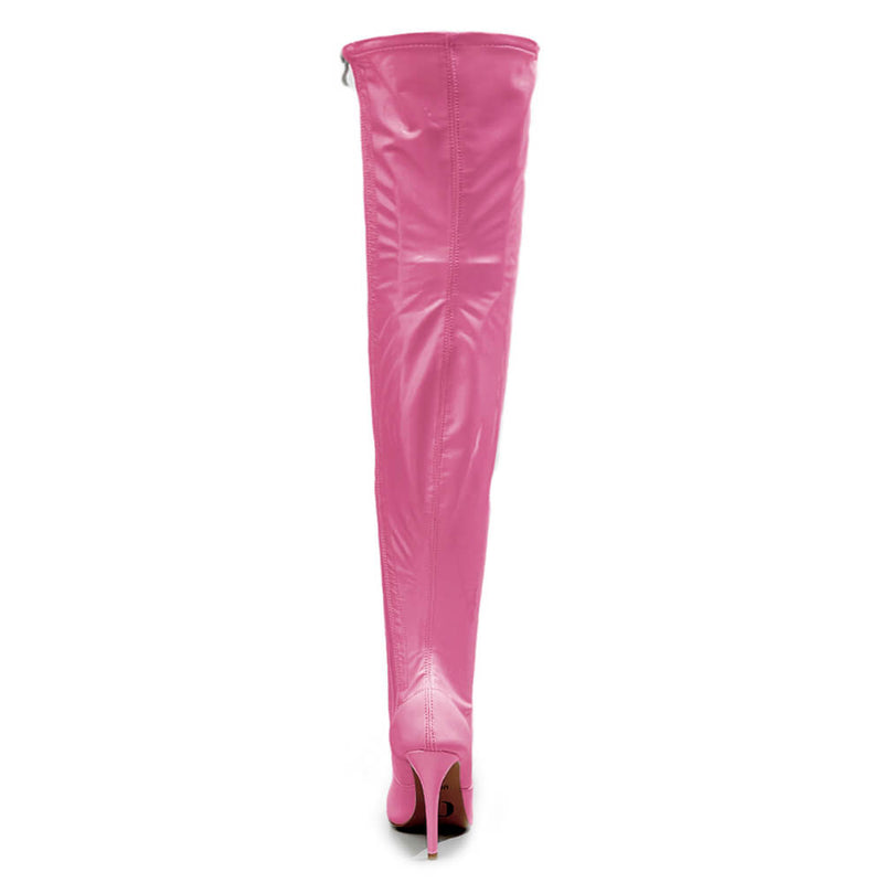 Devilla Size Inclusive - Pink Vegan Patent - Street Sole - Thigh Variant Three