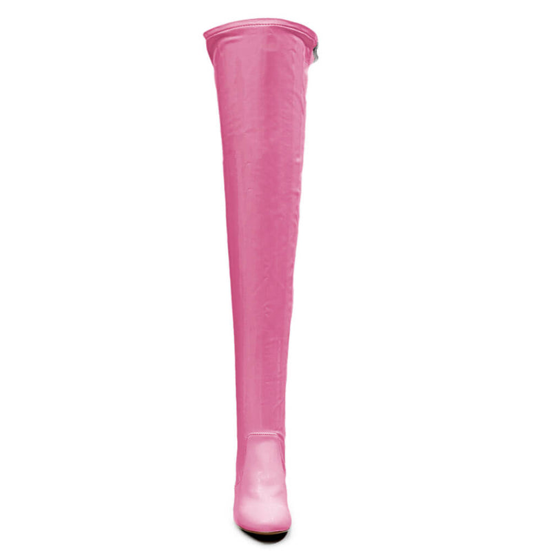 Devilla Size Inclusive - Pink Vegan Patent - Street Sole - Thigh Variant Two
