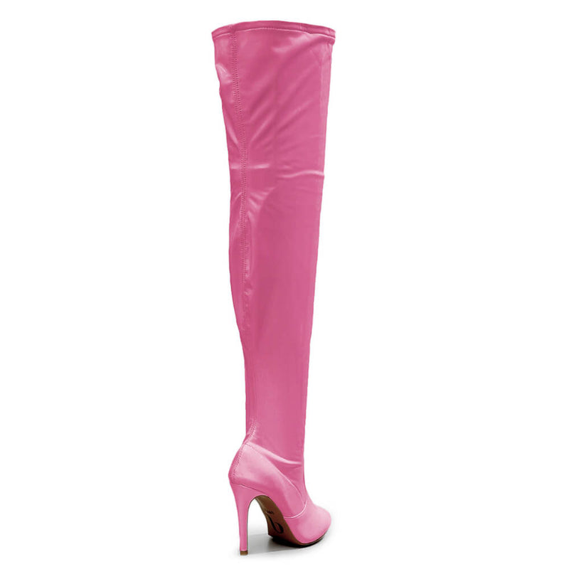 Devilla Size Inclusive - Pink Vegan Patent - Street Sole - Thigh Variant Two