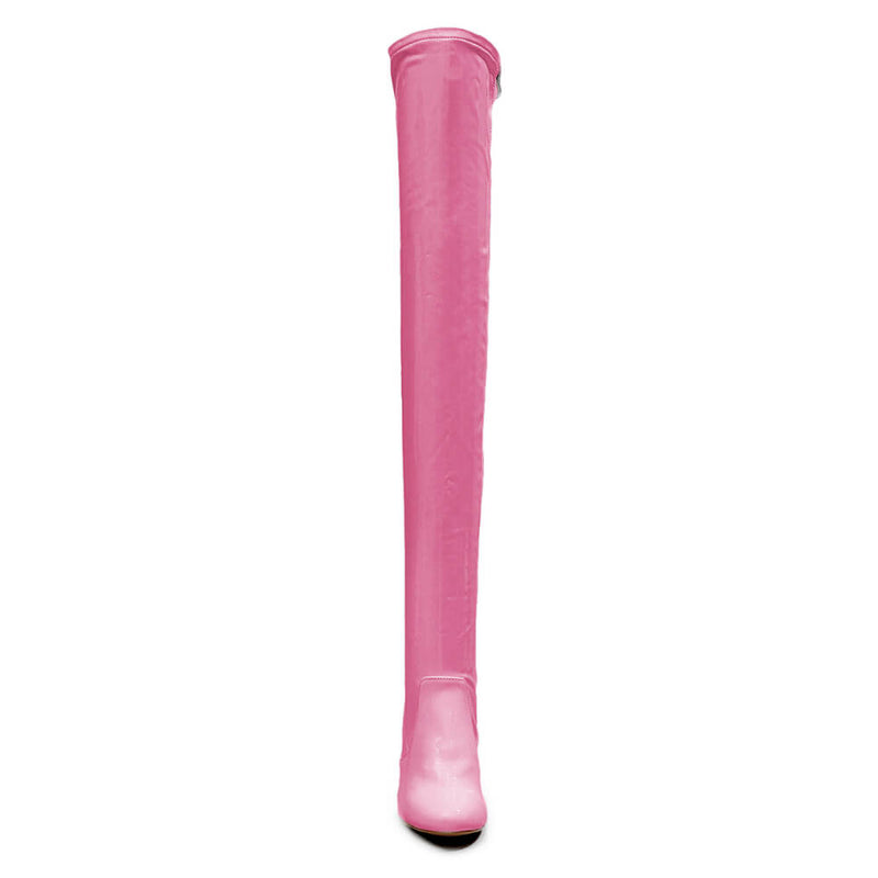 Devilla Size Inclusive - Pink Vegan Patent - Street Sole - Thigh Variant Zero