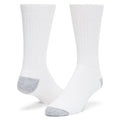 Wigwam Diabetic Sport Crew socks in white with gray cushioned heel and toe, ribbed leg design, front view.