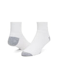 Wigwam Diabetic Sport Quarter socks in white with gray cushioned heel and toe, side angle view.