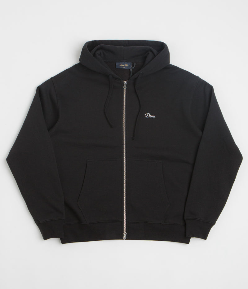Dime Cursive Full Zip Hoodie in Black