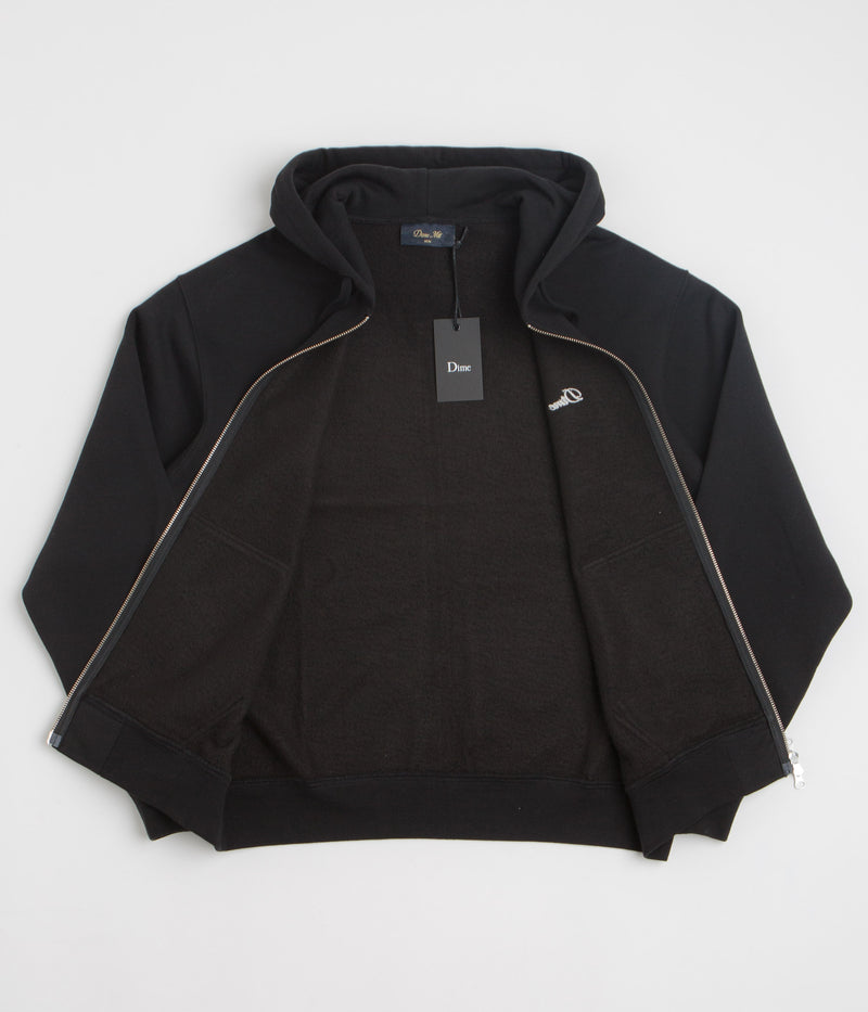 Dime Cursive Full Zip Hoodie in Black