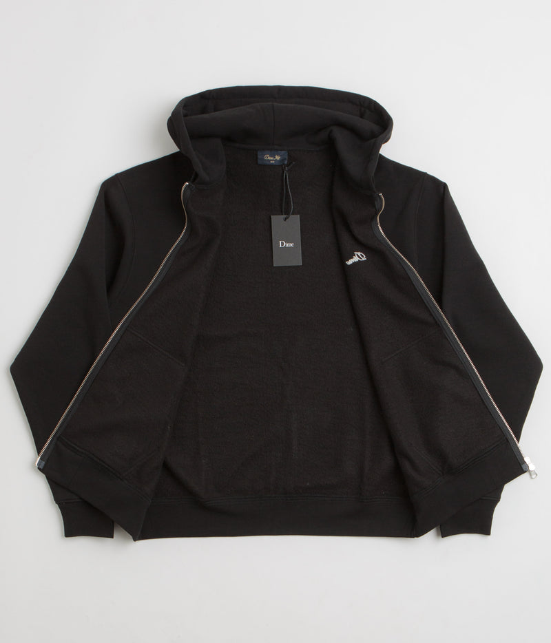 Dime Cursive Small Logo Full Zip Hoodie in Black