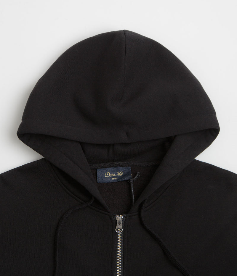 Dime Cursive Small Logo Full Zip Hoodie in Black