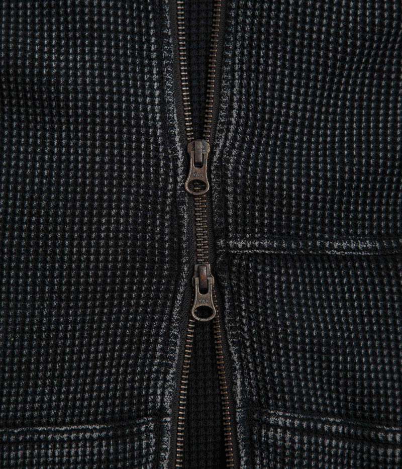Dime Premium Waffle Full Zip Hoodie in Faded Black
