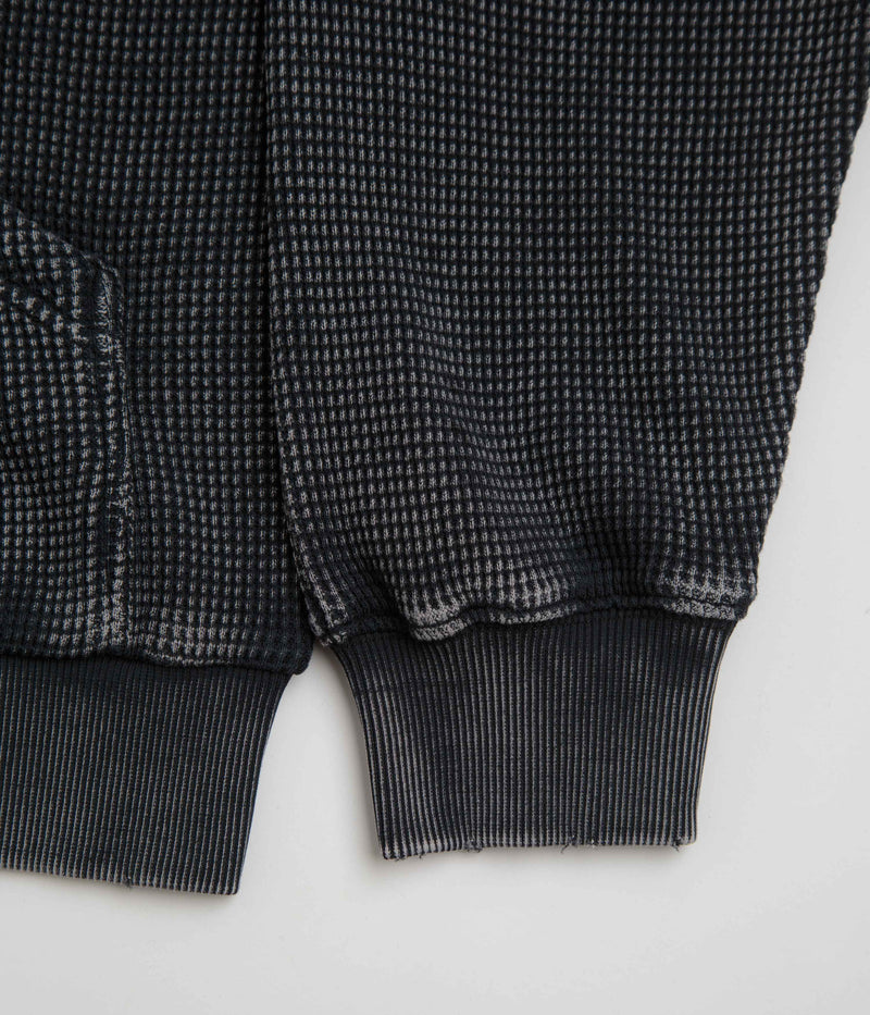 Dime Premium Waffle Full Zip Hoodie in Faded Black