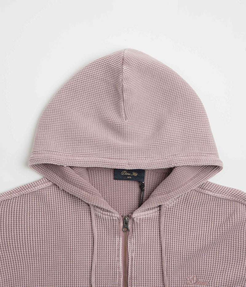 Dime Premium Waffle Full Zip Hoodie in Faded Mauve