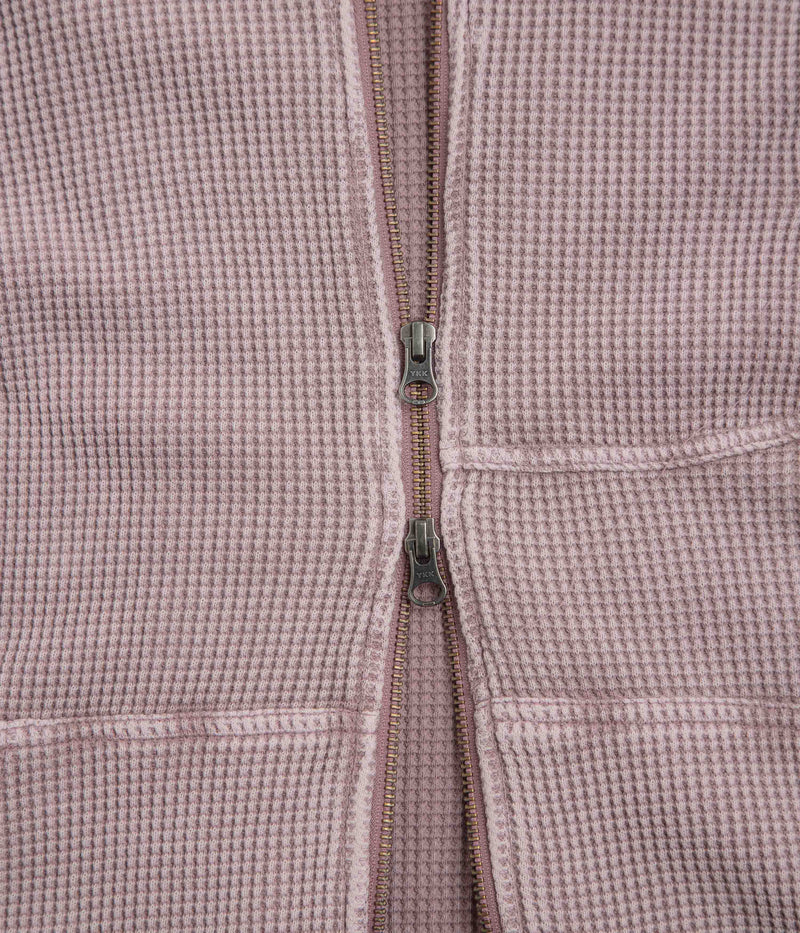 Dime Premium Waffle Full Zip Hoodie in Faded Mauve