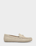 Comfortable Women's Driver In Beige Faux Nubuck Side View