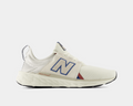 New Balance Fresh Foam X Cruz v3 running shoes in cream with mesh upper, embroidered logo, and cushioned midsole, side view.