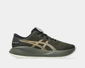 Asics Gel-Cumulus 27 GTX running shoes in olive green with Gore-Tex Invisible Fit upper and PureGEL cushioning, side view