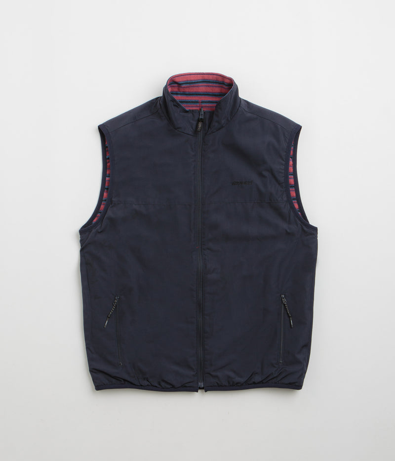 Gramicci Thermal Fleece Reversible Vest in Berry Stripe