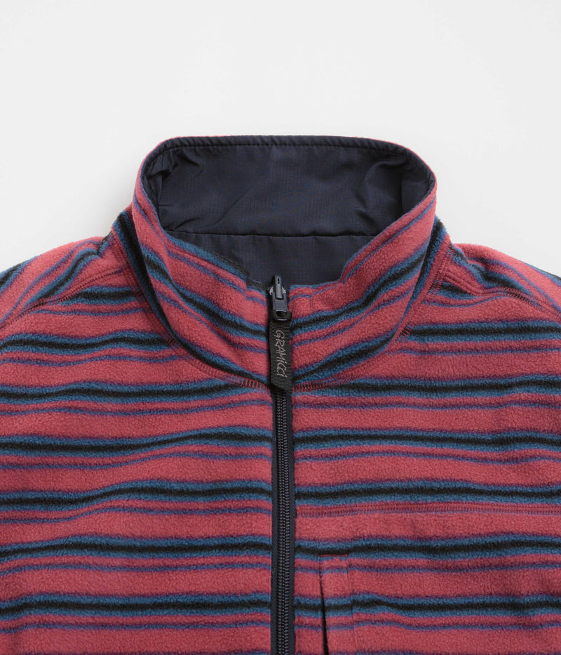 Gramicci Thermal Fleece Reversible Vest in Berry Stripe