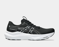 Asics GT-2000 14 running shoes in black with a breathable mesh upper, white FF Blast midsole, and side view showcasing logo details.