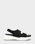Comfortable Women's Sport Sandal in Black Lace Knit Side View