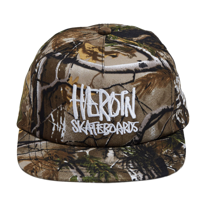 Heroin Script Nylon Snapback Hat - Camo