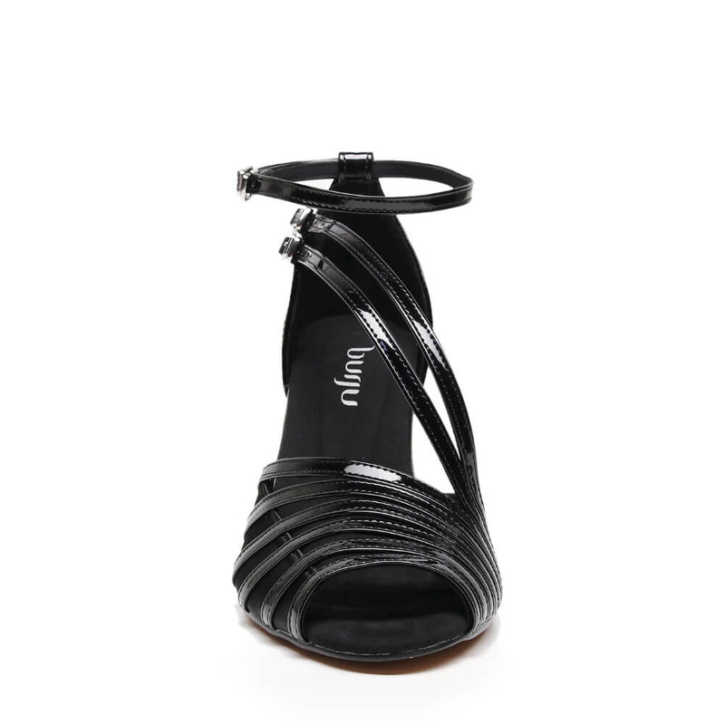 Impressions Wide Fit - Black Vegan Patent - Suede Sole