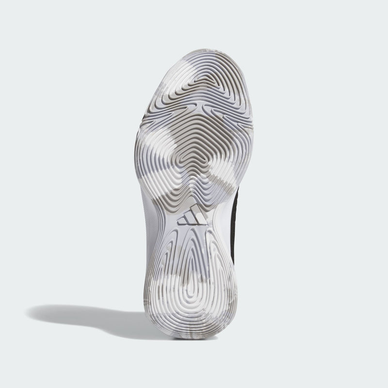 Adidas Initiation shoes outsole in white with curved traction pattern and Adidas logo at the center, sole/bottom view.
