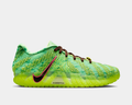Nike Ja 3 "Halloween" basketball shoes side view, featuring bright green mesh upper with textured details, brown laces, neon yellow midsole, and black Swoosh logo outlined in pink.