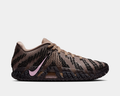 Nike Ja 3 Mink Brown basketball shoes in brown with black textured overlays, pink Swoosh logo, and ZoomX cushioning, side view.