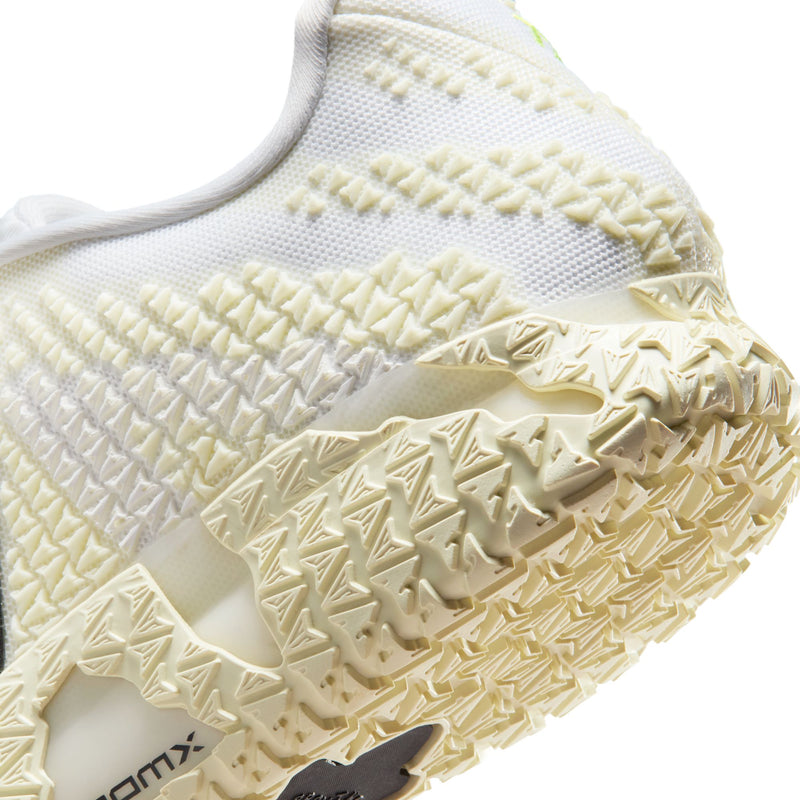 Nike Ja 3 "Sail" basketball shoes in off-white with textured mesh upper and sculpted rubber outsole, sole and side view.