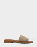 Comfortable Women's Flat Sandal in Natural Linen, side view
