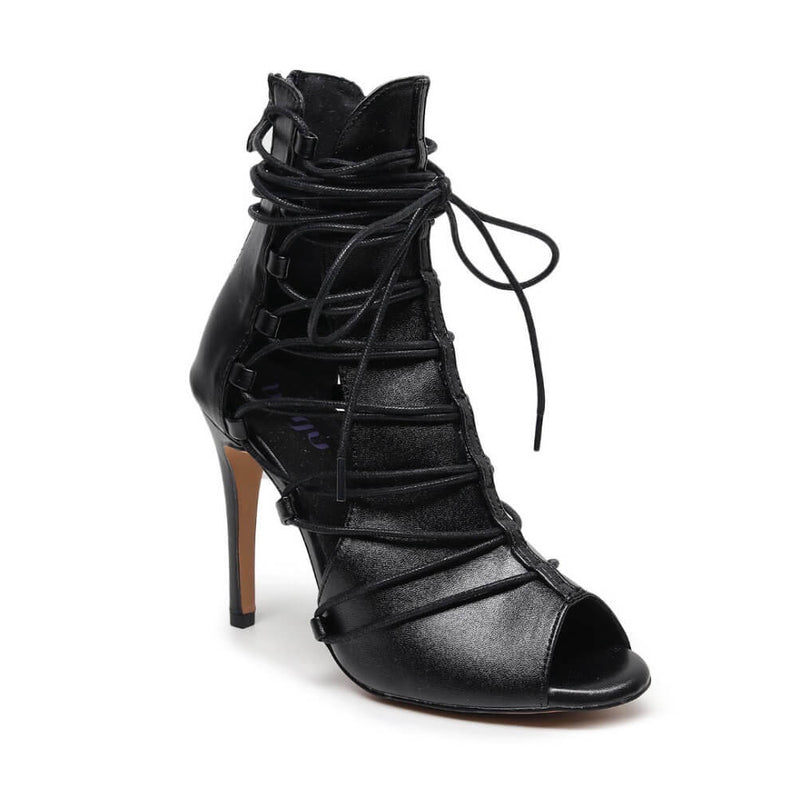 Karma - Black with Black Straps - Suede Sole - Dance Floor Only