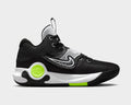 Nike KD Trey 5 X basketball shoes in black with gray accents, neon green details, and Zoom cushioning, side profile view.