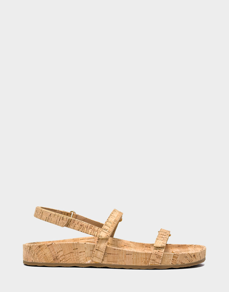 Comfortable Women's Footbed Sandal in Natural Cork Side View