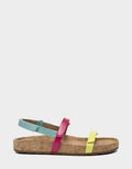 Comfortable Women's Footbed Sandal in Multi Faux Patent Side View