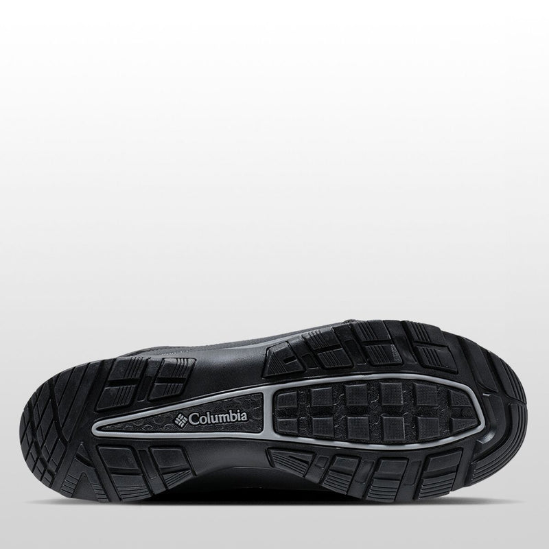 Columbia Liftop shoe outsole in black rubber with textured tread pattern and branding, sole/bottom view.