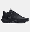 Under Armour Lockdown 7 basketball shoes in black with textured midsole design, side view.