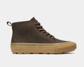 SeaVees Mammoth Boot in brown suede with tan rubber lug sole and lace-up closure, side view