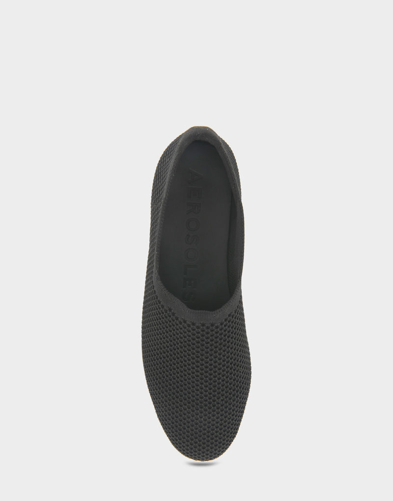 Comfortable Women's Nathaly Loafer In Black Fabric, top view