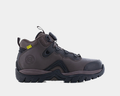 DC WorkCrew Navigator Work Hi Top Comp Toe with Met Guard work boots in dark brown leather with a black synthetic sole, side view.
