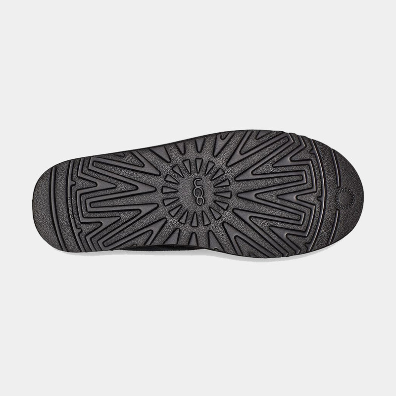 UGG Neumel Suede shoe outsole in black showing textured tread pattern and UGG branding.