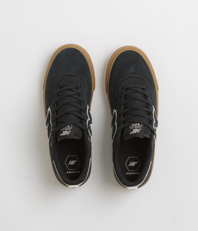 New Balance Numeric 306 Jamie Foy Shoes in Black and Gum / White
