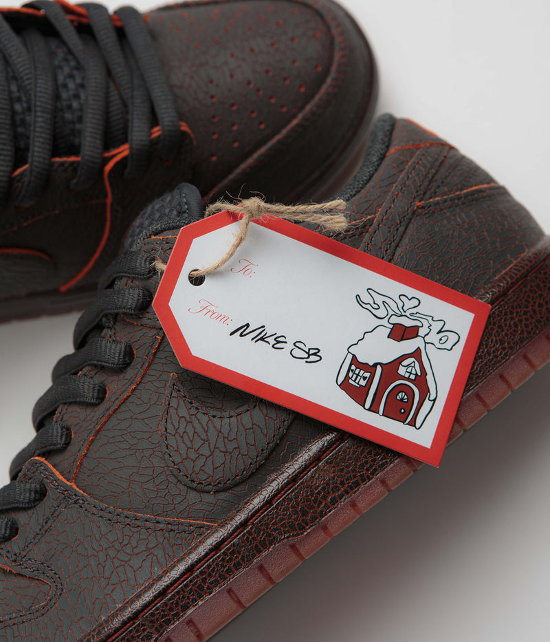 Nike SB Dunk Low Pro Premium 'Krampus' Shoes in Dark Smoke Grey and Campfire Orange and Black