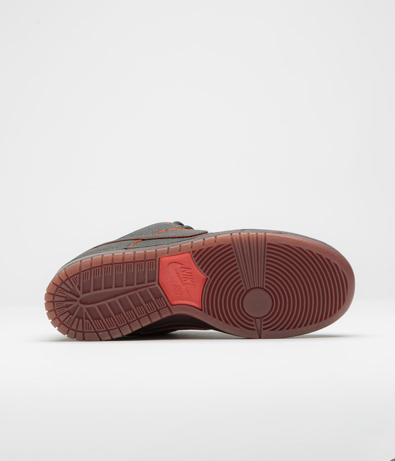 Nike SB Dunk Low Pro Premium 'Krampus' Shoes in Dark Smoke Grey and Campfire Orange and Black