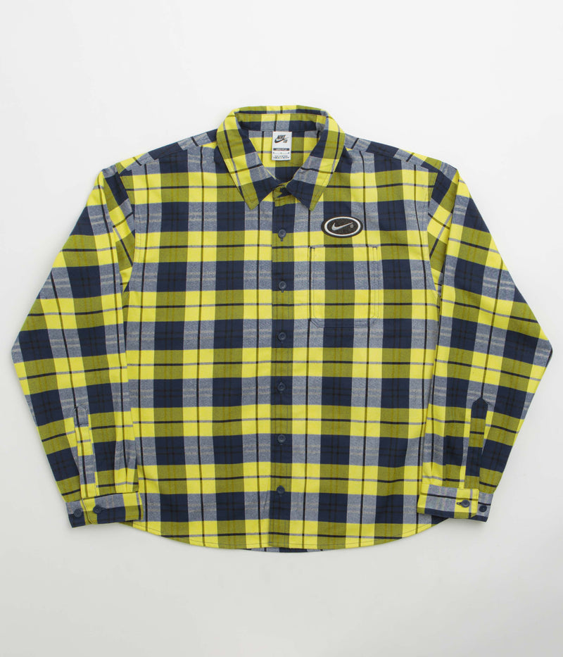 Nike SB Koston Flannel Shirt in Midnight Navy and Speed Yellow