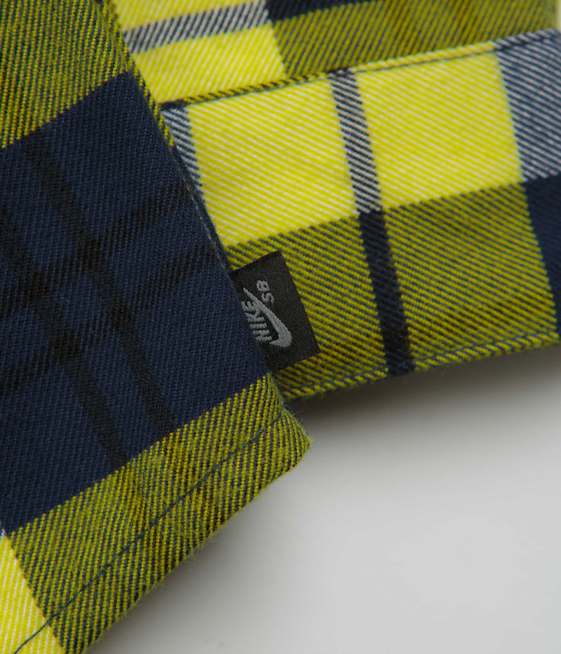 Nike SB Koston Flannel Shirt in Midnight Navy and Speed Yellow