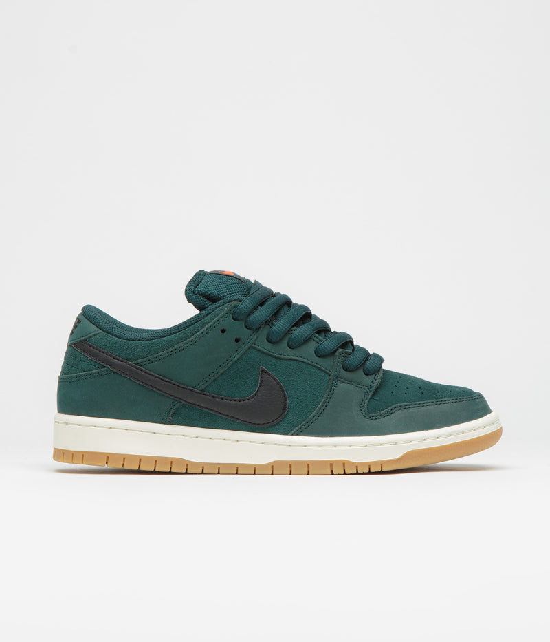 Nike SB Orange Label Dunk Low Pro Shoes in Deep Fir and Black and Fir - Sail