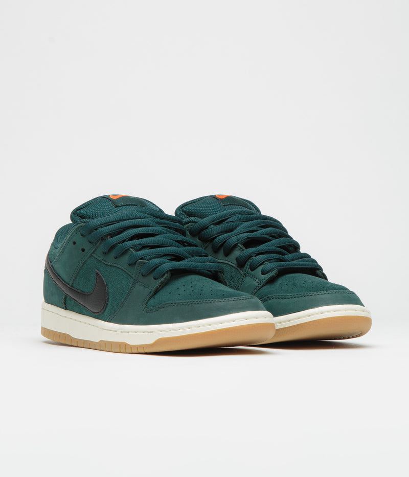 Nike SB Orange Label Dunk Low Pro Shoes in Deep Fir and Black and Fir - Sail