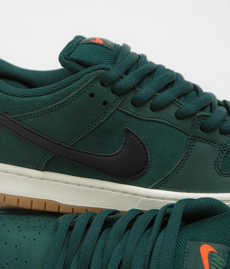 Nike SB Orange Label Dunk Low Pro Shoes in Deep Fir and Black and Fir - Sail