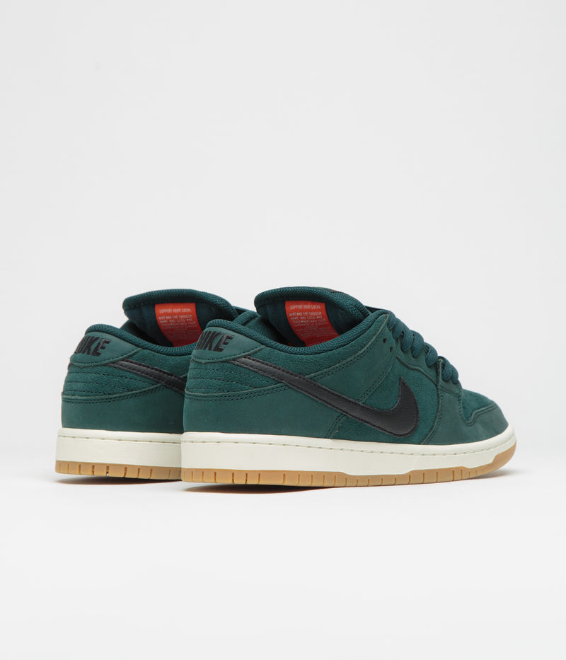 Nike SB Orange Label Dunk Low Pro Shoes in Deep Fir and Black and Fir - Sail